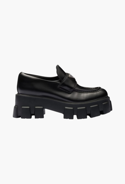 Black - Brushed Leather Monolith Loafers - GLAM MODA